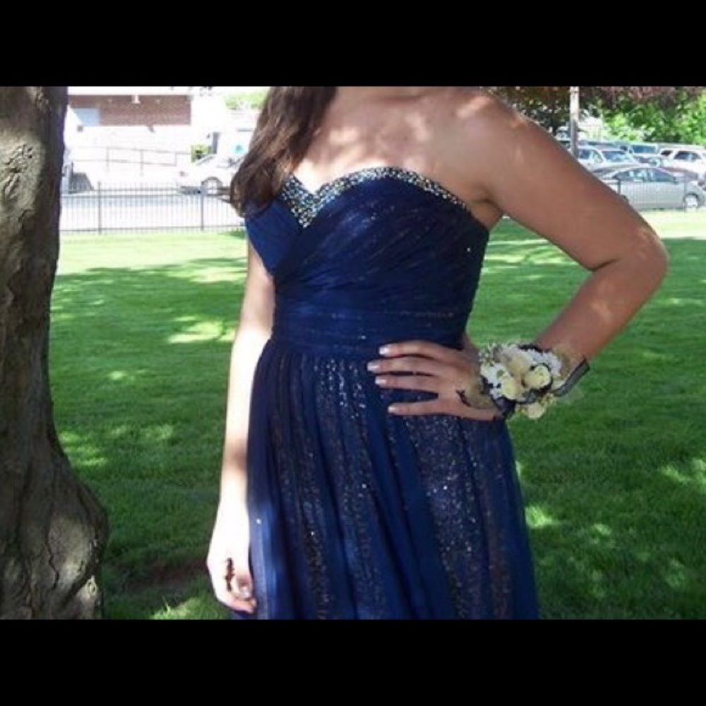 Navy/Gold Prom Dress
